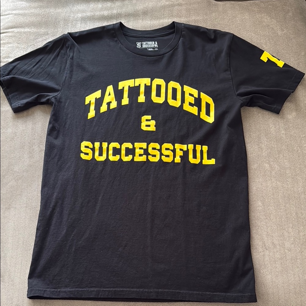 Black and Yellow Short Sleeve Tee Tattooed & Successful